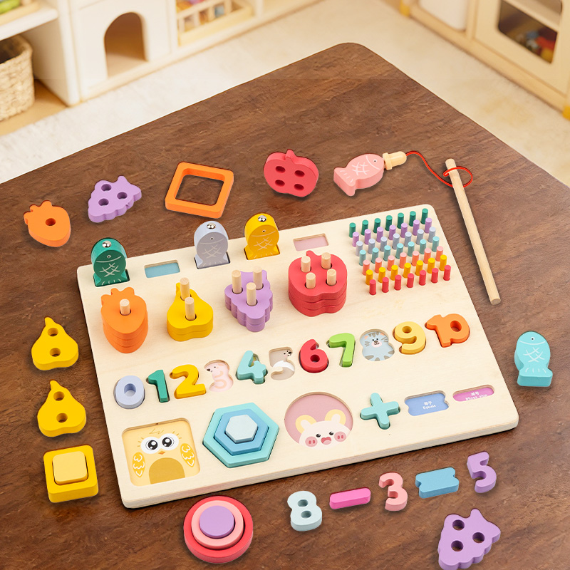 Woodworking Kids Toys - Wooden Multifunctional Logarithmic Board, Color, Shape,