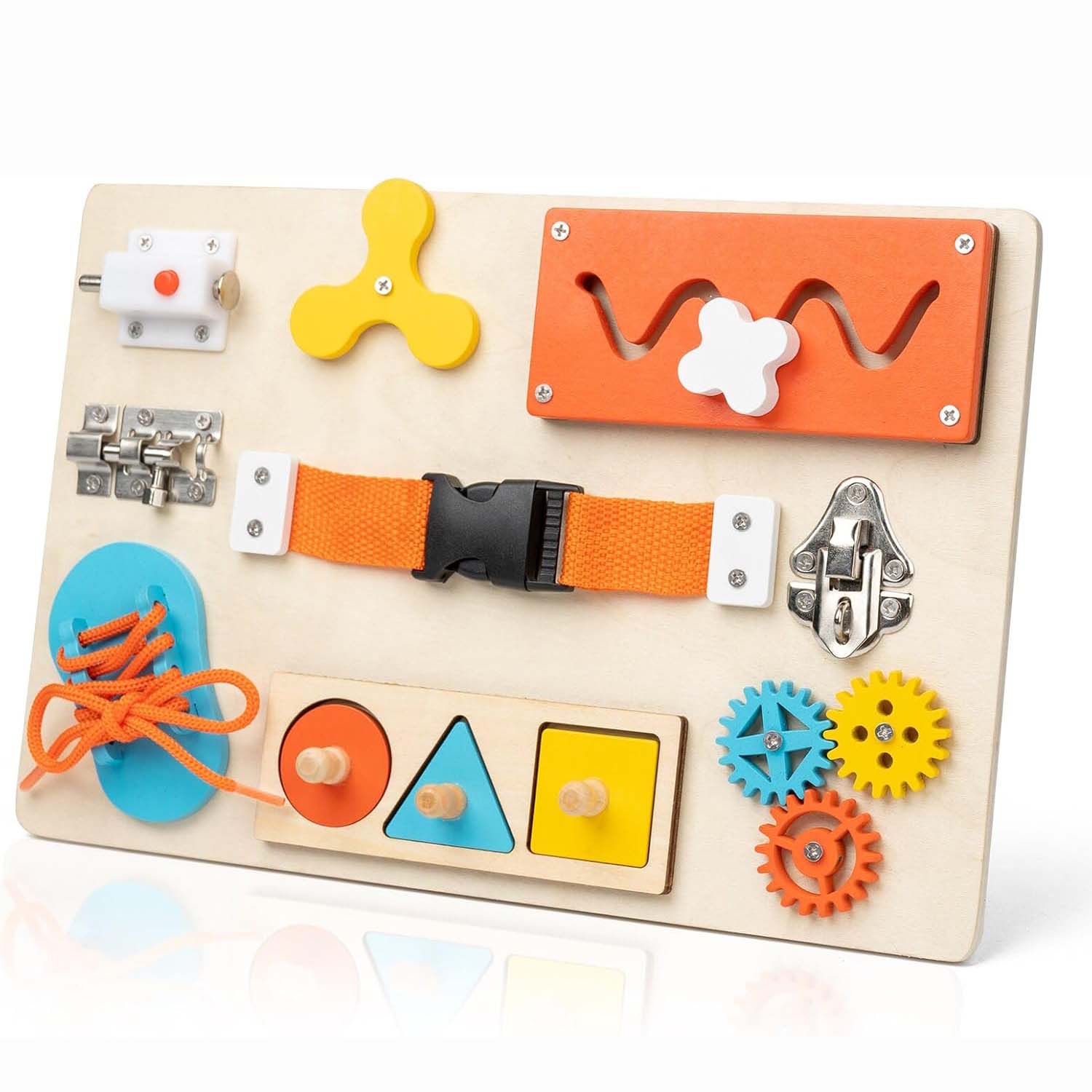 Woodworking Kids Toys - Montessori Busy Board for Toddlers Wooden