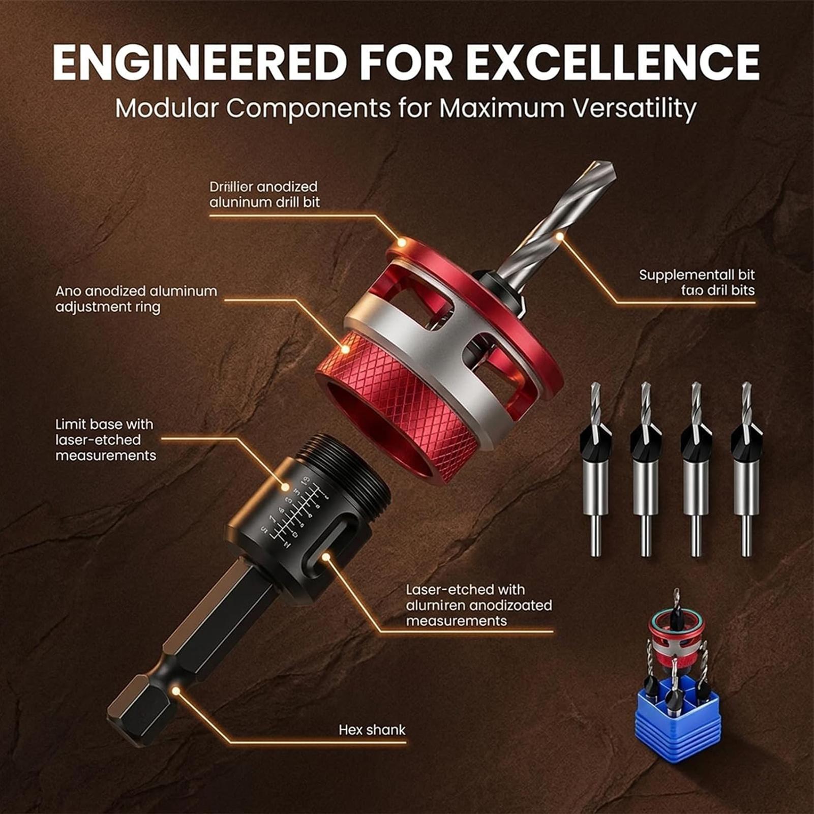 Countersink Drill Bit Set With - Woodworking Drill 评论和价格