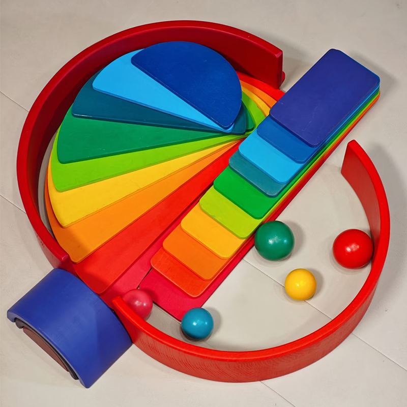 Wooden Rainbow Block Colorful  - Woodworking Kids Toys 评论和价格