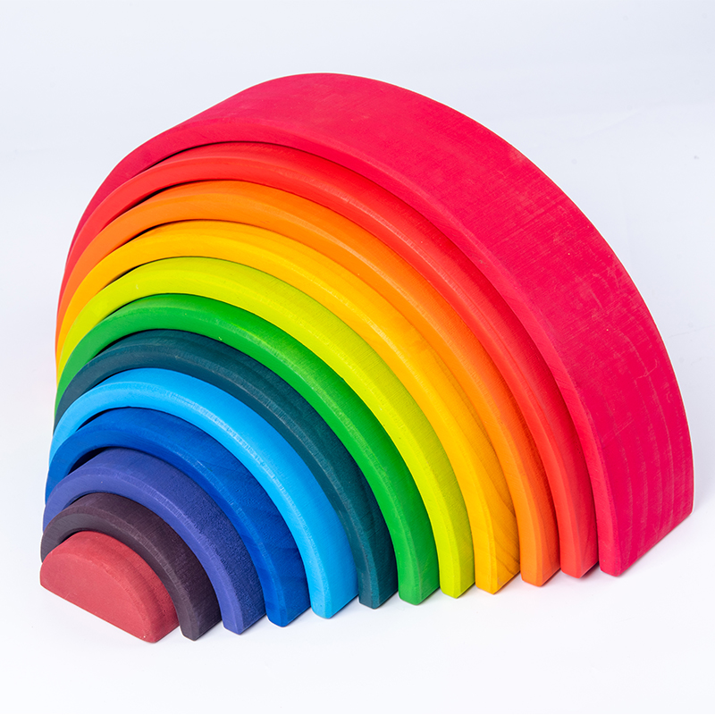Wooden Rainbow Block Colorful  - Woodworking Kids Toys 评论和价格