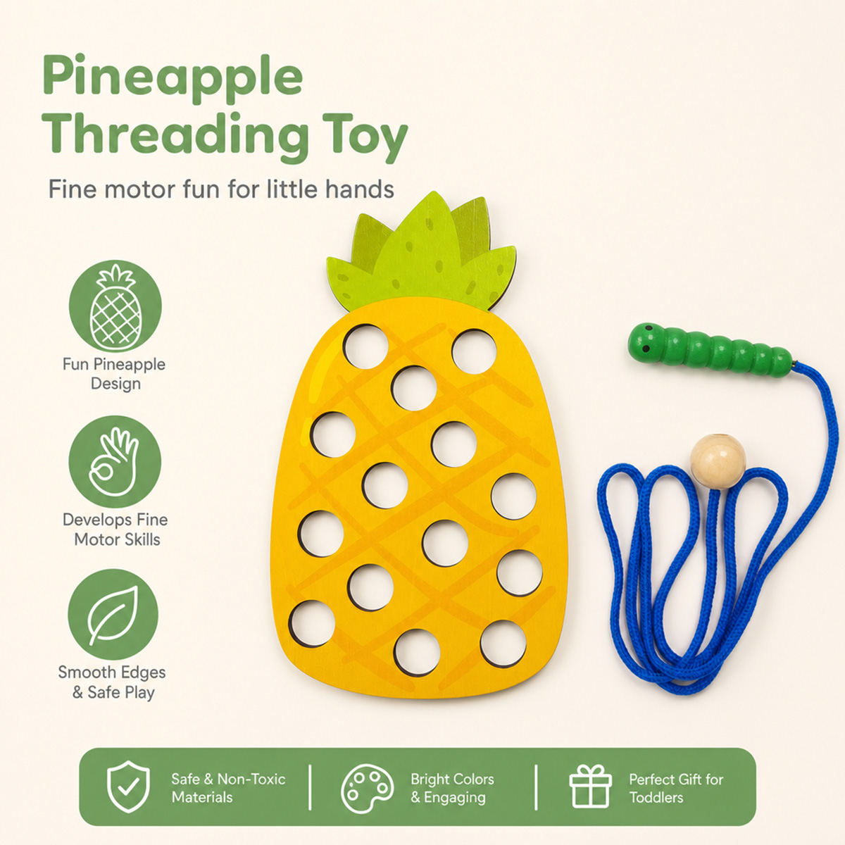 Wooden Lacing Pineapple Thread - Woodworking Kids Toys 评论和价格