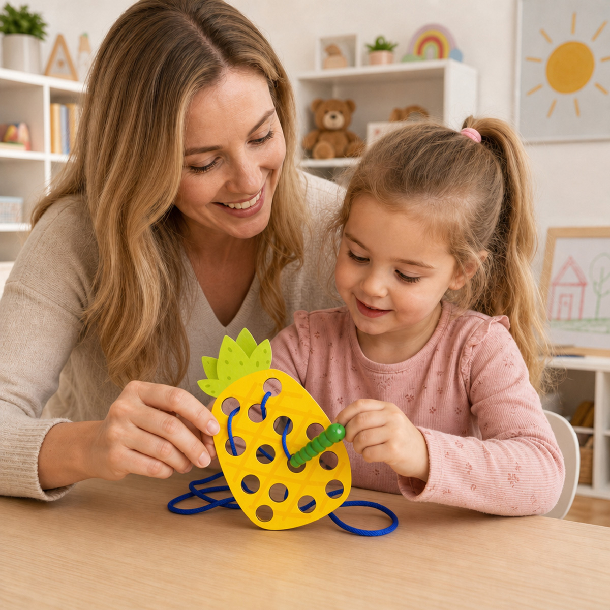 Wooden Lacing Pineapple Thread - Woodworking Kids Toys 评论和价格