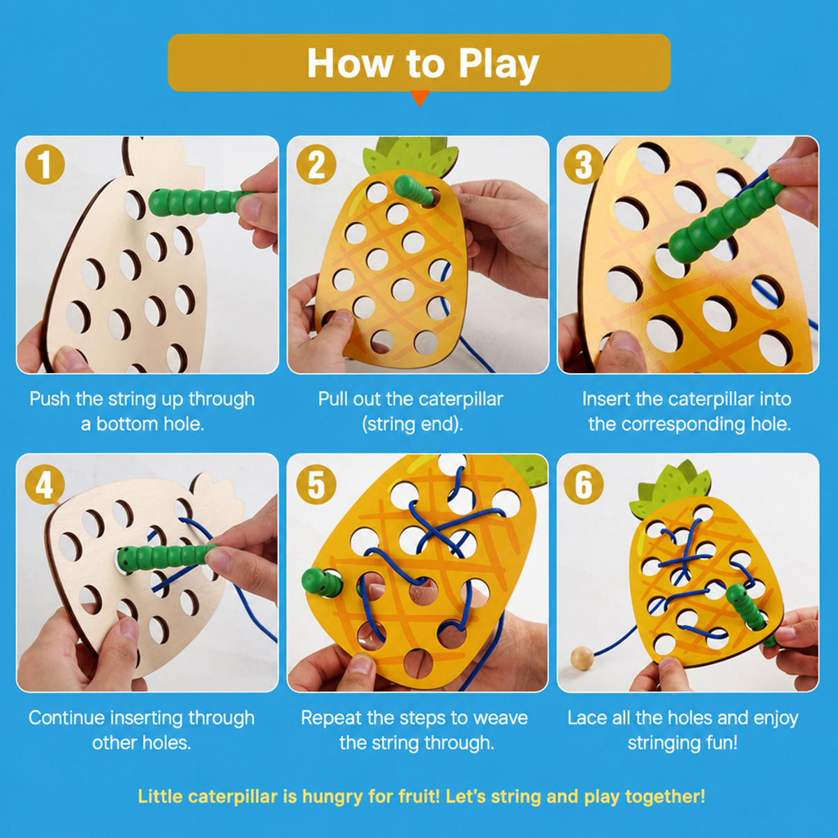 Wooden Lacing Pineapple Thread - Woodworking Kids Toys 评论和价格